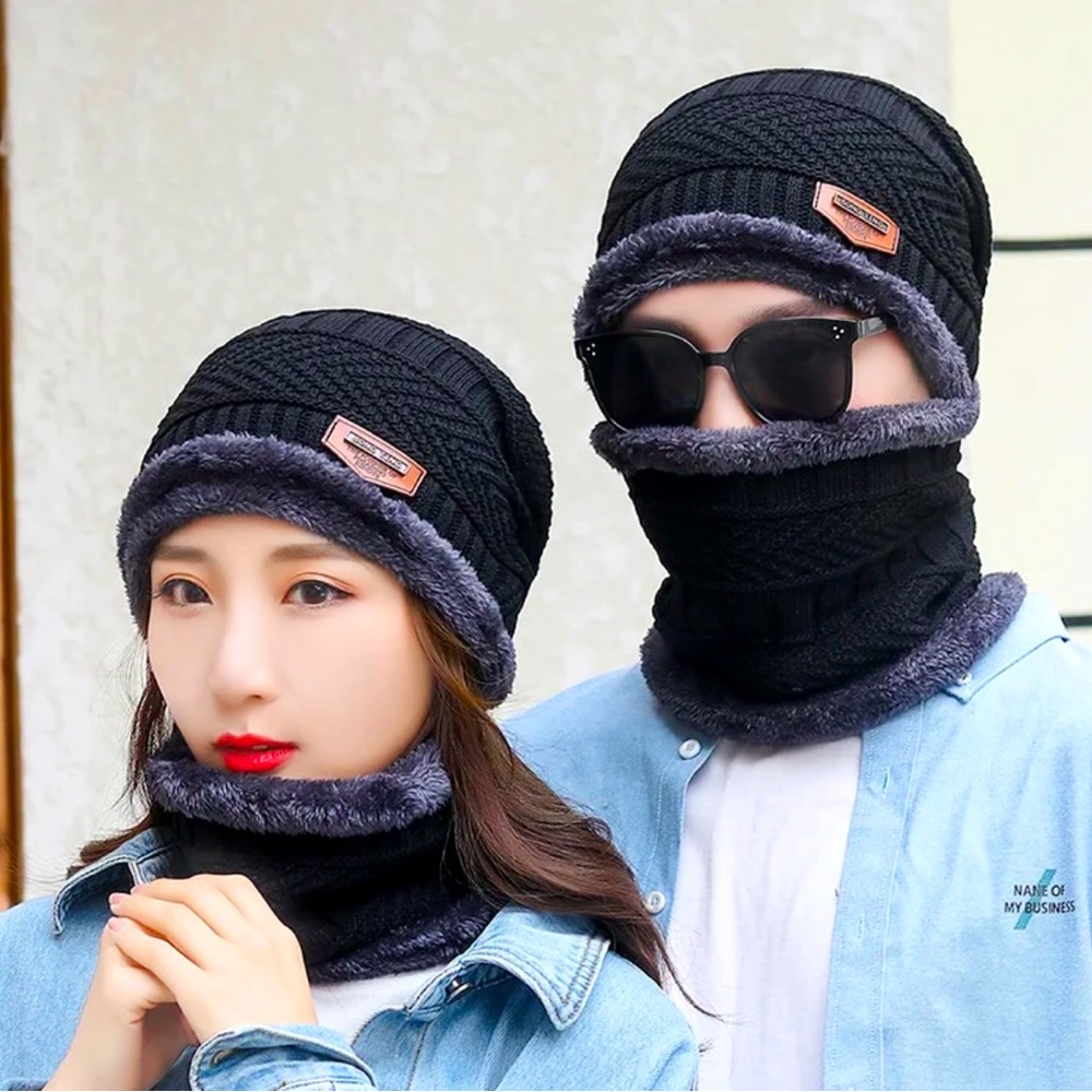 Men and Women Winter Warm Beanie Hat and Scarf Ski Skull Cap high quality 2 in 1